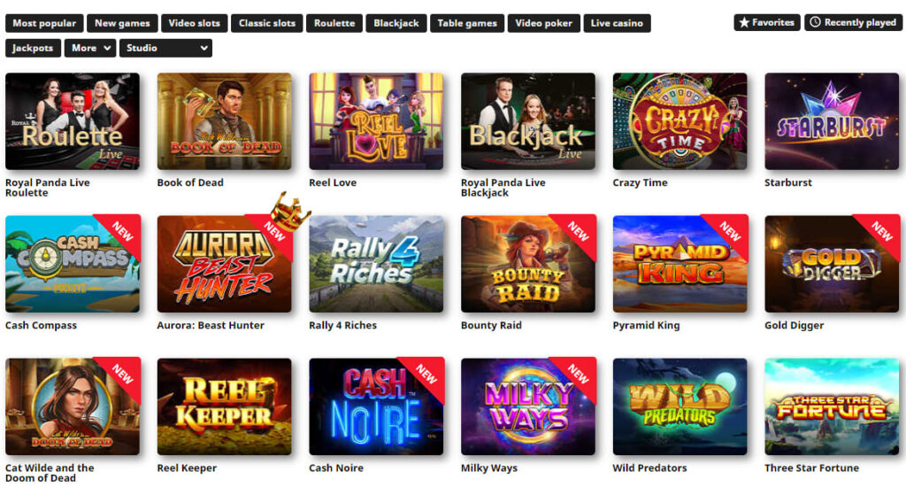 Royal Panda Casino Games