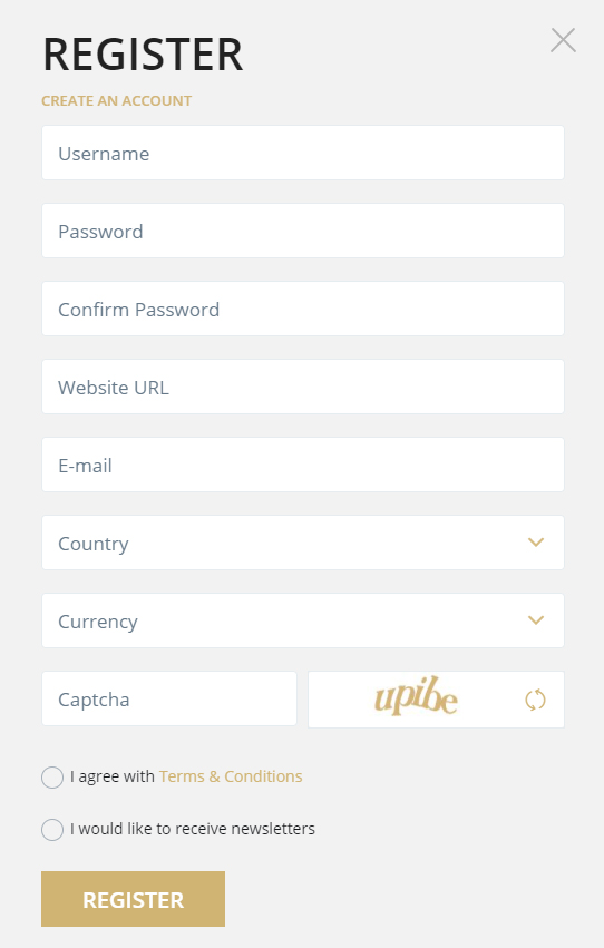 Profile Registration in RioBet Affiliate Program